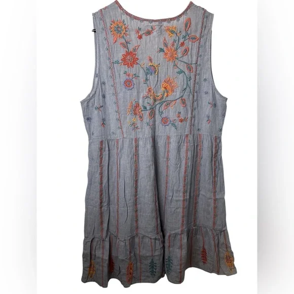 Johnny Was Bereginia Effortless Boho Tank Dress Size Large Embroidered - Picture 2 of 8
